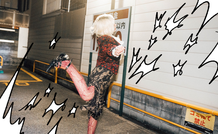 感情が弾けているようなイラストと写真。